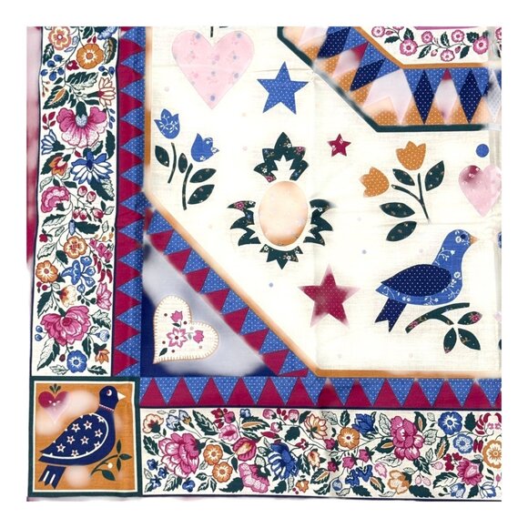 Cuddle Prints By Fabri-Quilt Quilted Wall Hanging Throw Blanket Folk Art Birds - Picture 3 of 7